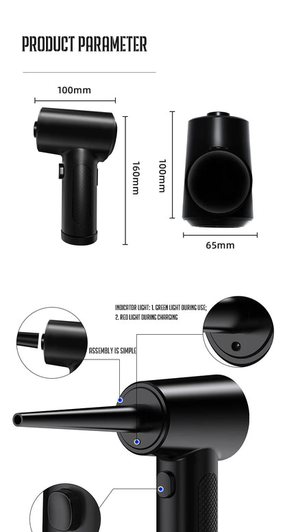 Compressed Air Duster for Keyboard  Electric Air Blower Computer Cleaning Cordless Air Dust Cleaner for PC Crumbs Car