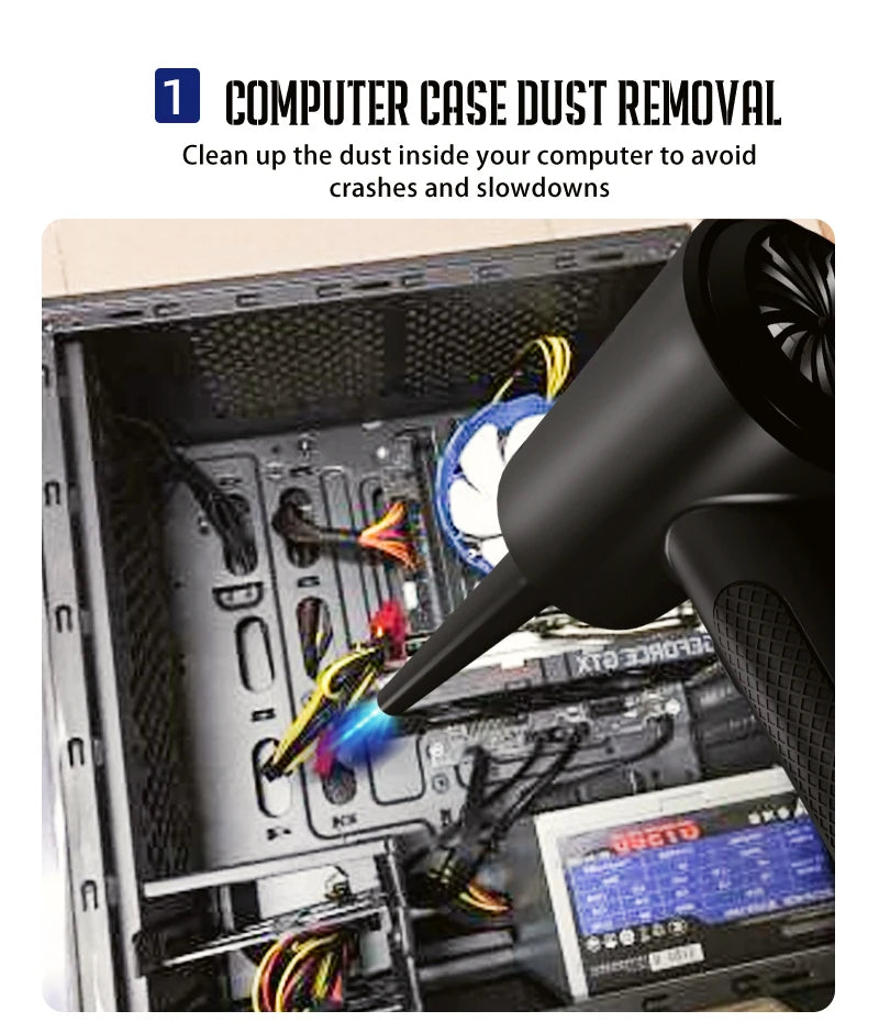 Compressed Air Duster for Keyboard  Electric Air Blower Computer Cleaning Cordless Air Dust Cleaner for PC Crumbs Car