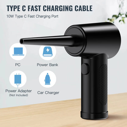 Compressed Air Duster for Keyboard  Electric Air Blower Computer Cleaning Cordless Air Dust Cleaner for PC Crumbs Car