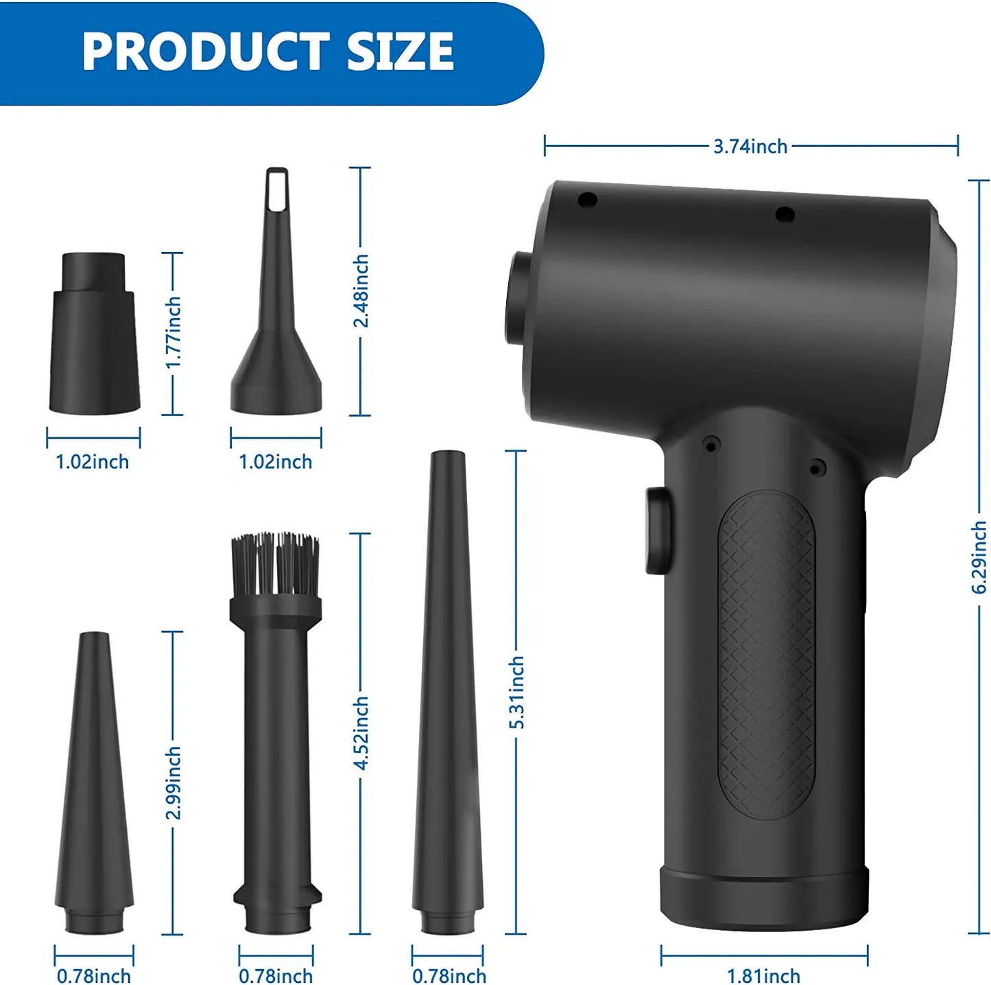 Compressed Air Duster for Keyboard  Electric Air Blower Computer Cleaning Cordless Air Dust Cleaner for PC Crumbs Car