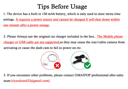 1080P WIFI Dual Camera Dash Cam